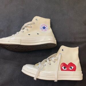 Converse & Comme des Garçons Beige High-Top Sneakers